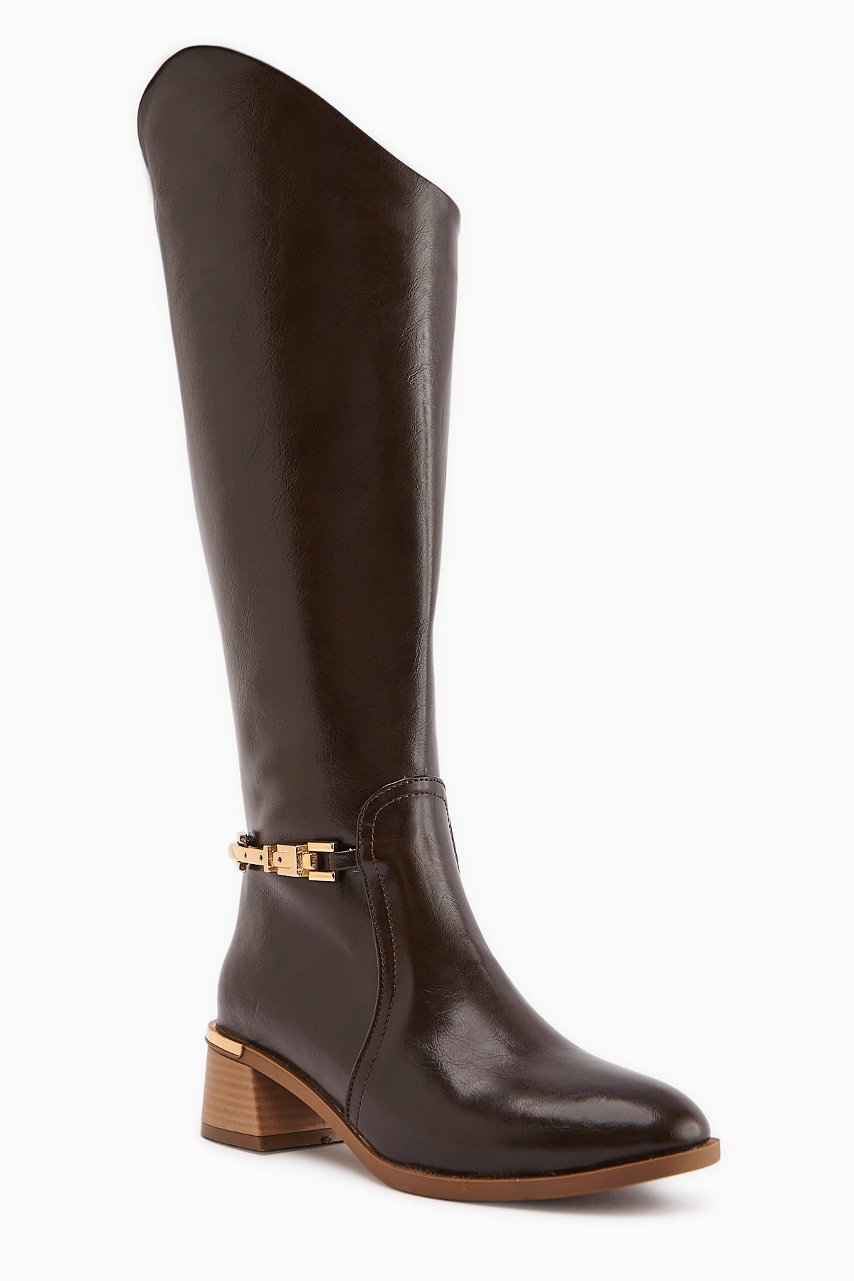 Kamilla – Brown Buckle-Detail Knee-High Boot (Women)