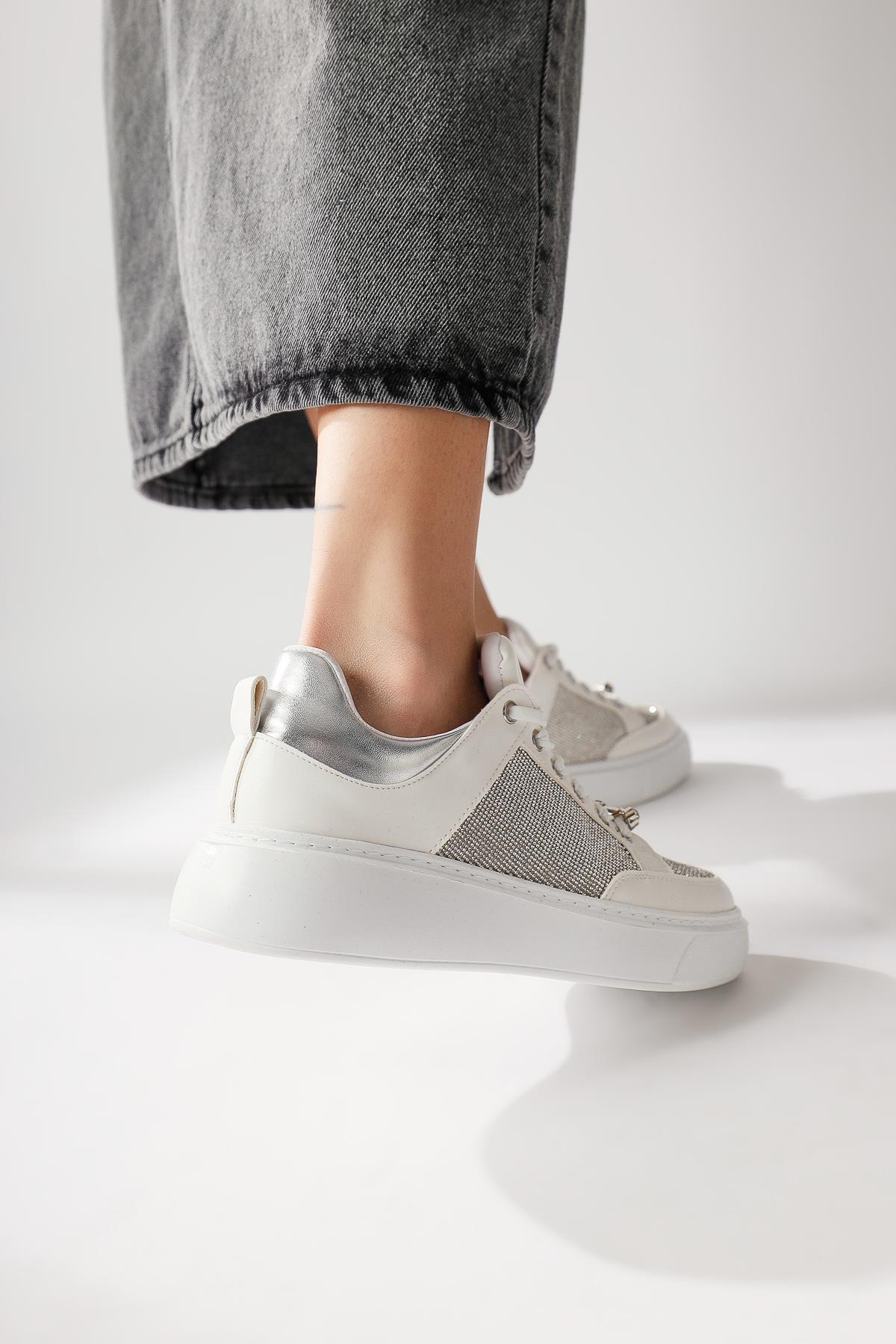 Sonnie White Thick-Sole Stone-Detailed Sneakers