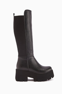Sannah Black Platform Heeled Women's Boots