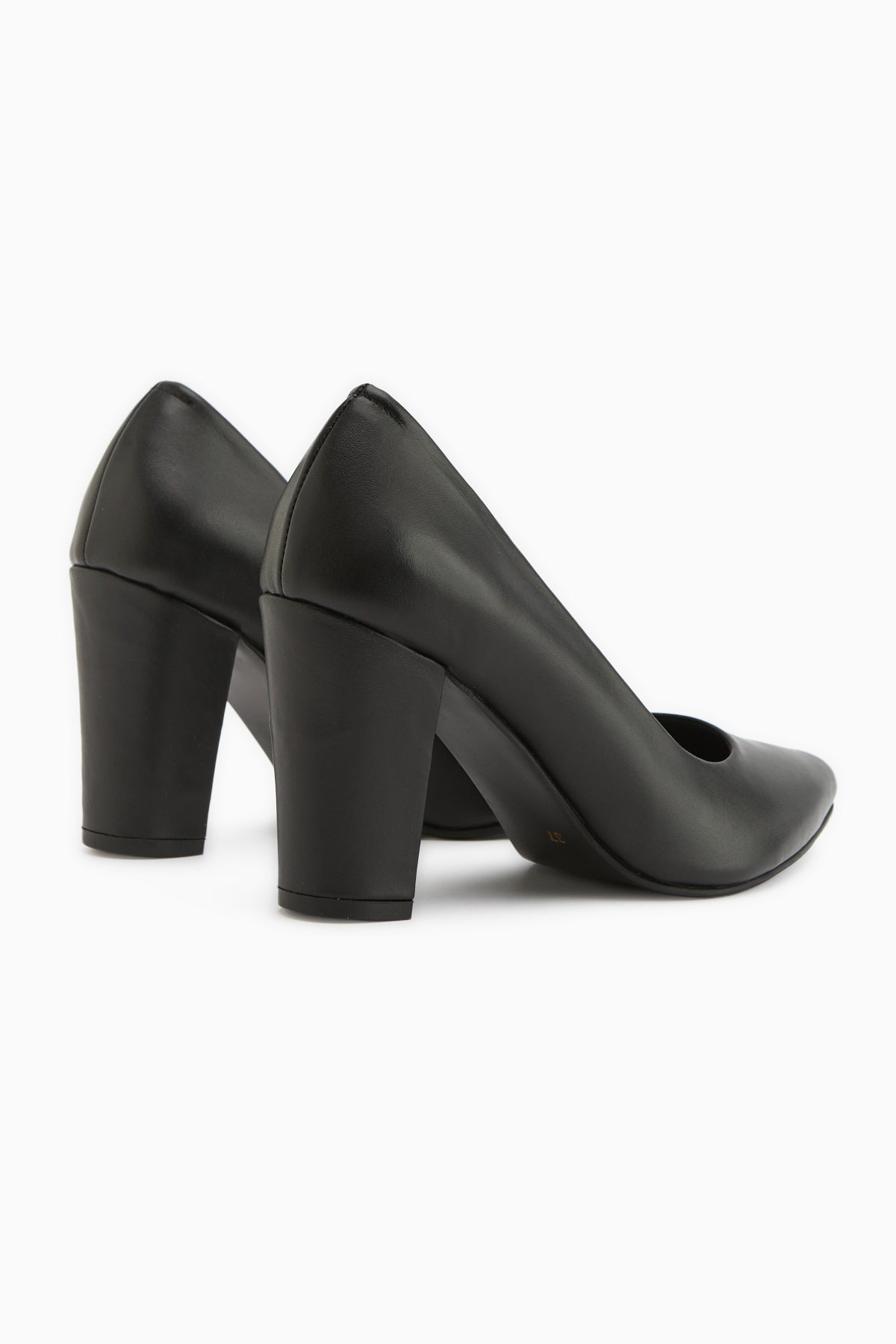 Emily Genuine Leather Black Thick Heeled Women’s Shoes