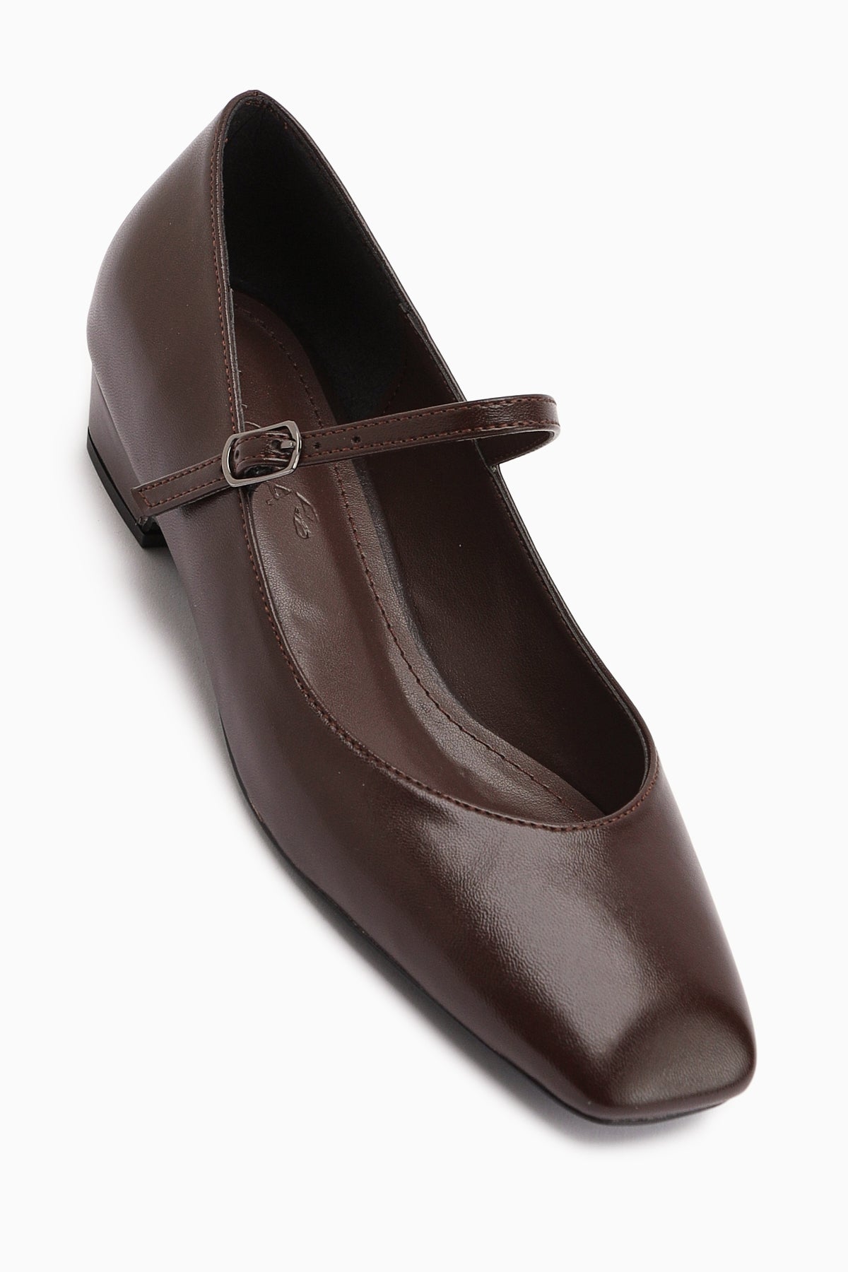 Yuphin Brown Low-Heeled Belted Women's High-Heeled Shoe