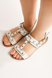 Jaime Genuine Leather White Sandals