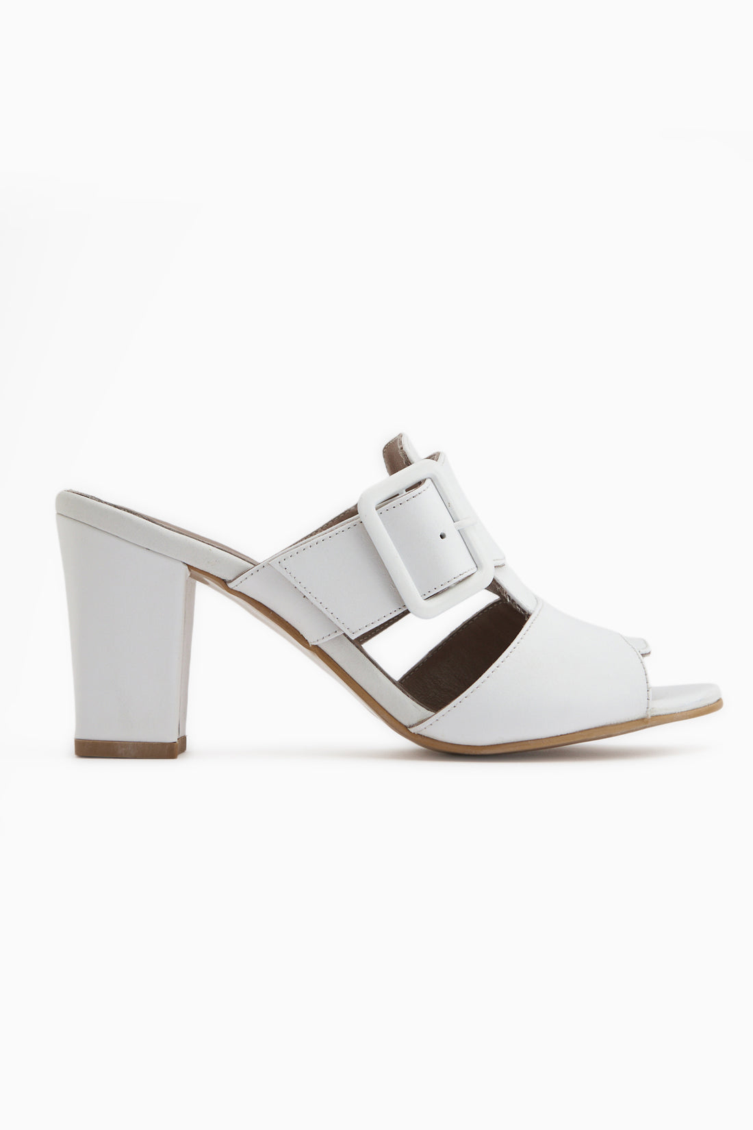 Ansa Genuine Leather White Heeled Women’s Slippers