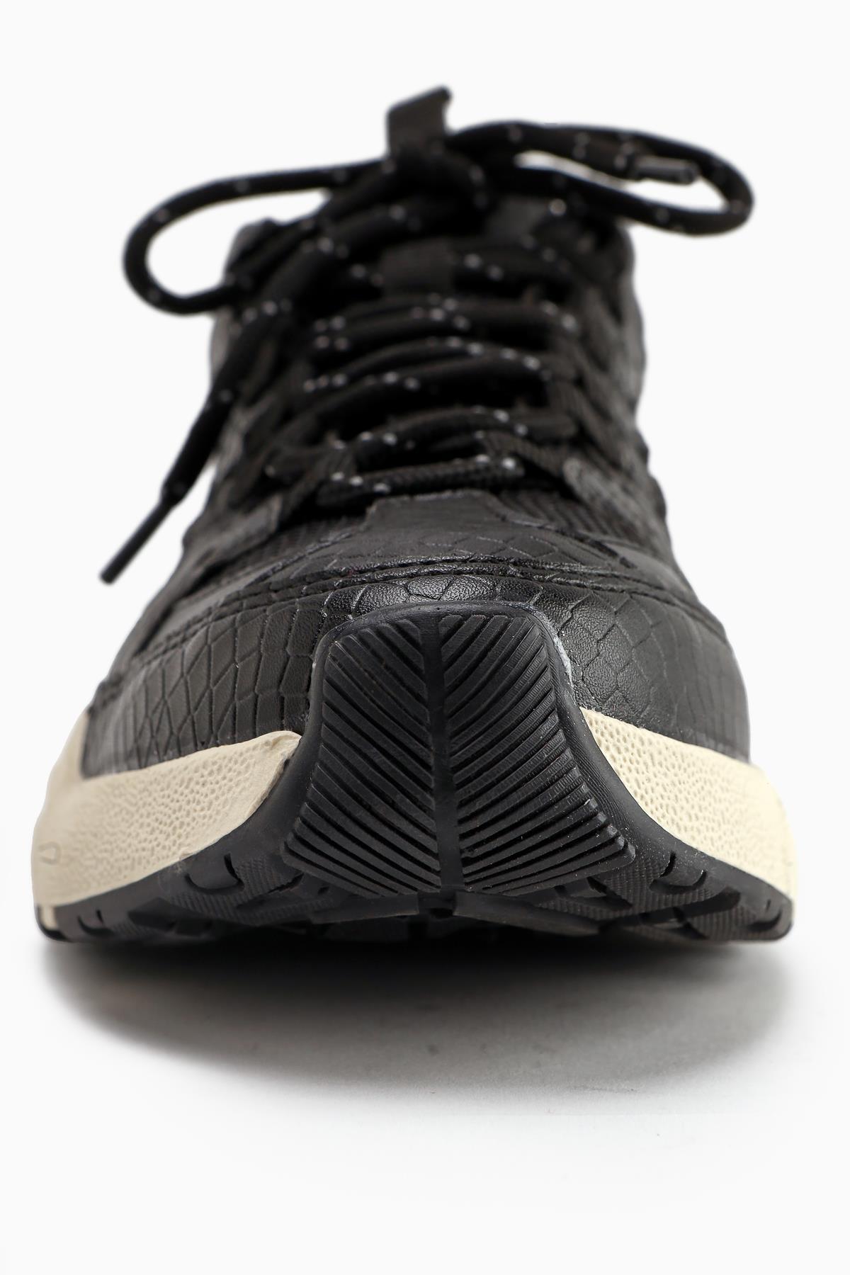 Caisa Black Textile Detailed Lace-up Women's Sneakers