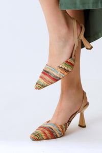 Maddy Multicolor Woven Detail Pointed-Toe Heeled Sandal