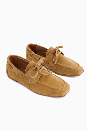 Arian Genuine Leather – Honey Suede Lace-Up Casual Loafer (Women)