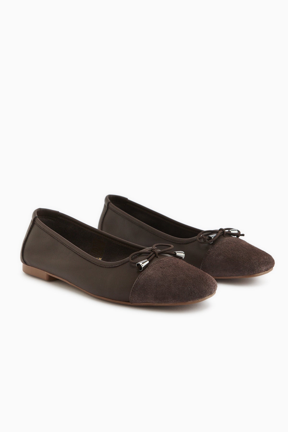Anjela Genuine Leather Brown Bow Detailed Women’s Ballet Flats