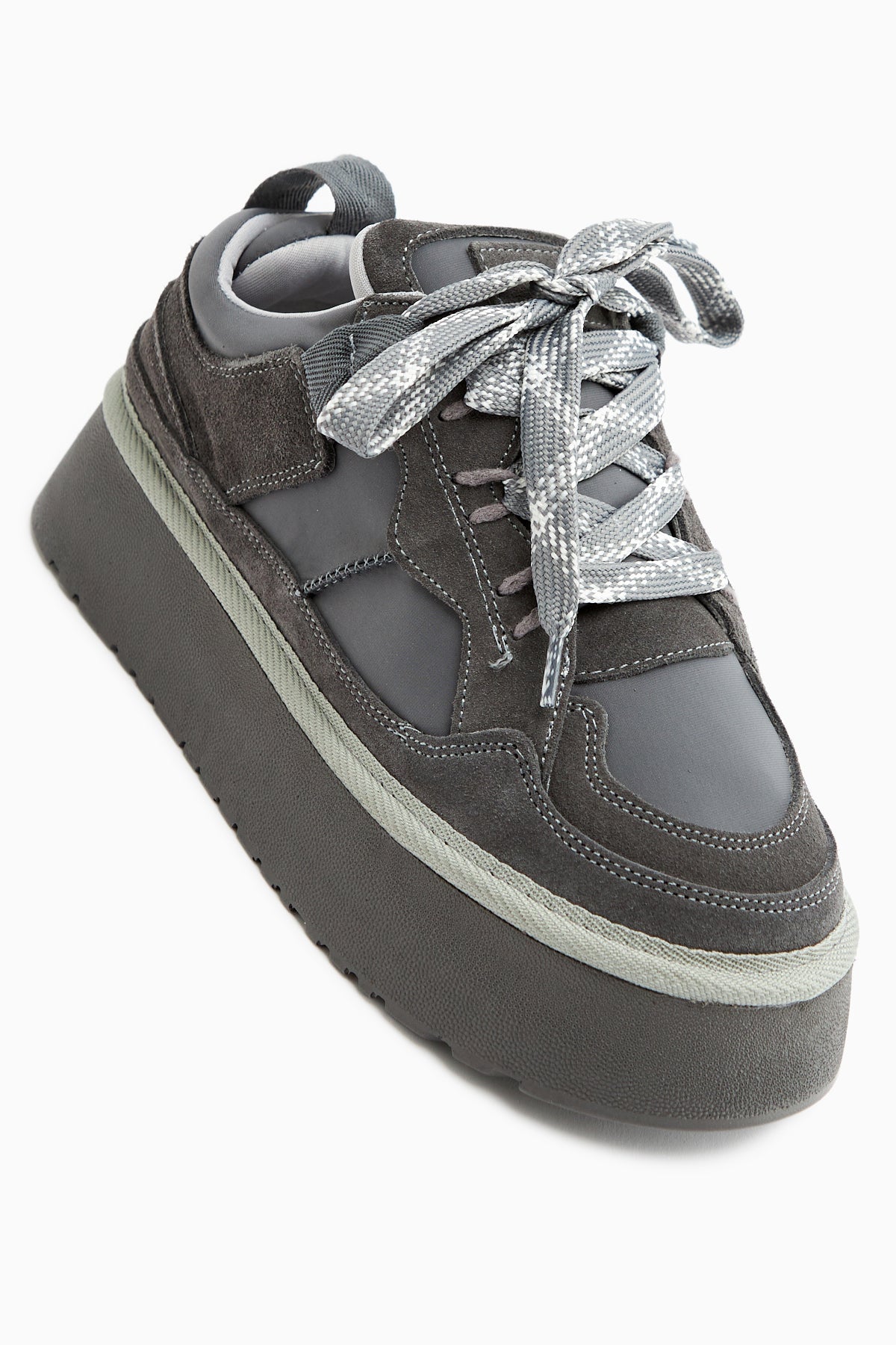 Rita – Gray Suede Thick-Sole Casual Sneaker (Women)