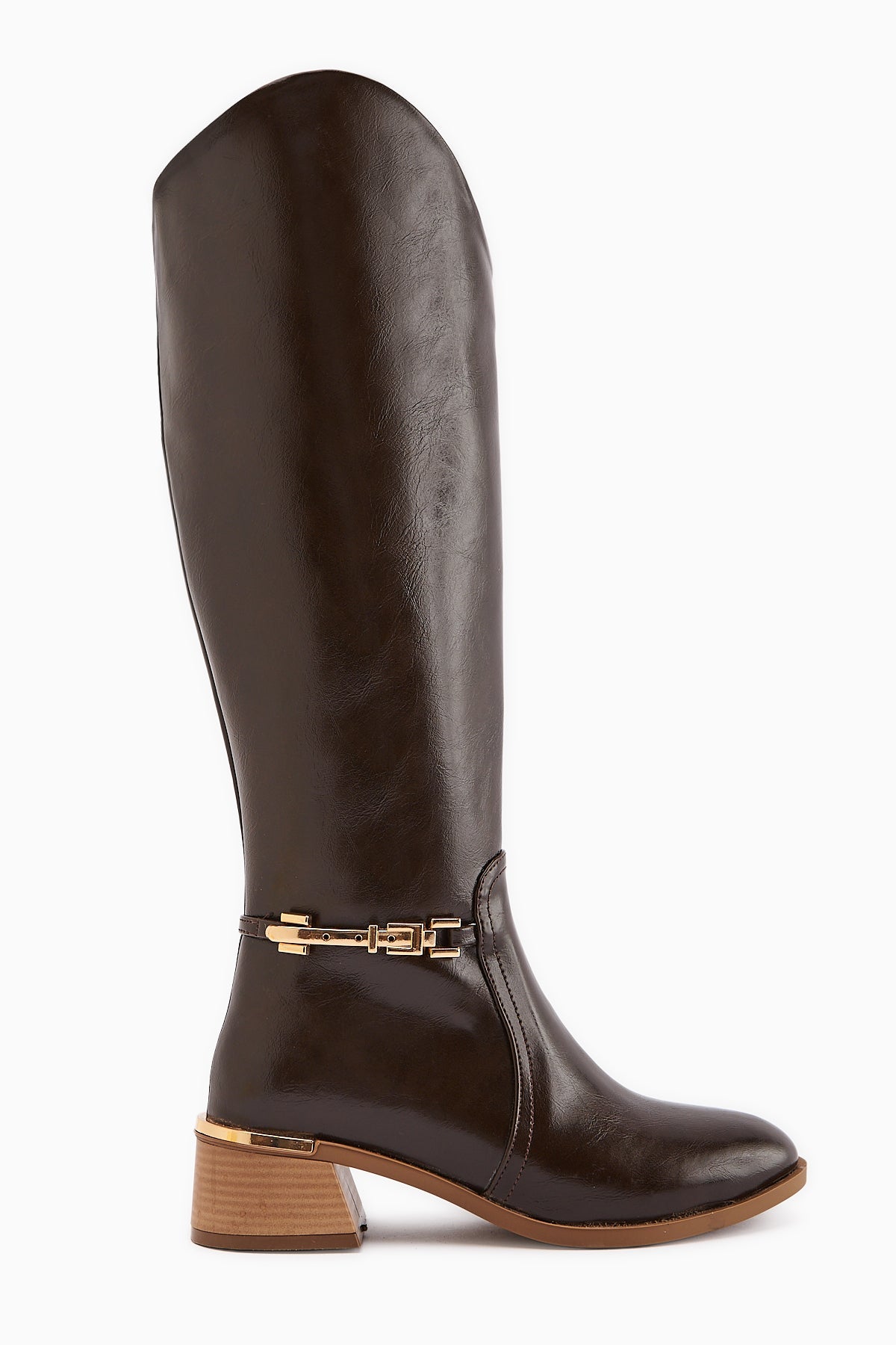 Kamilla – Brown Buckle-Detail Knee-High Boot (Women)