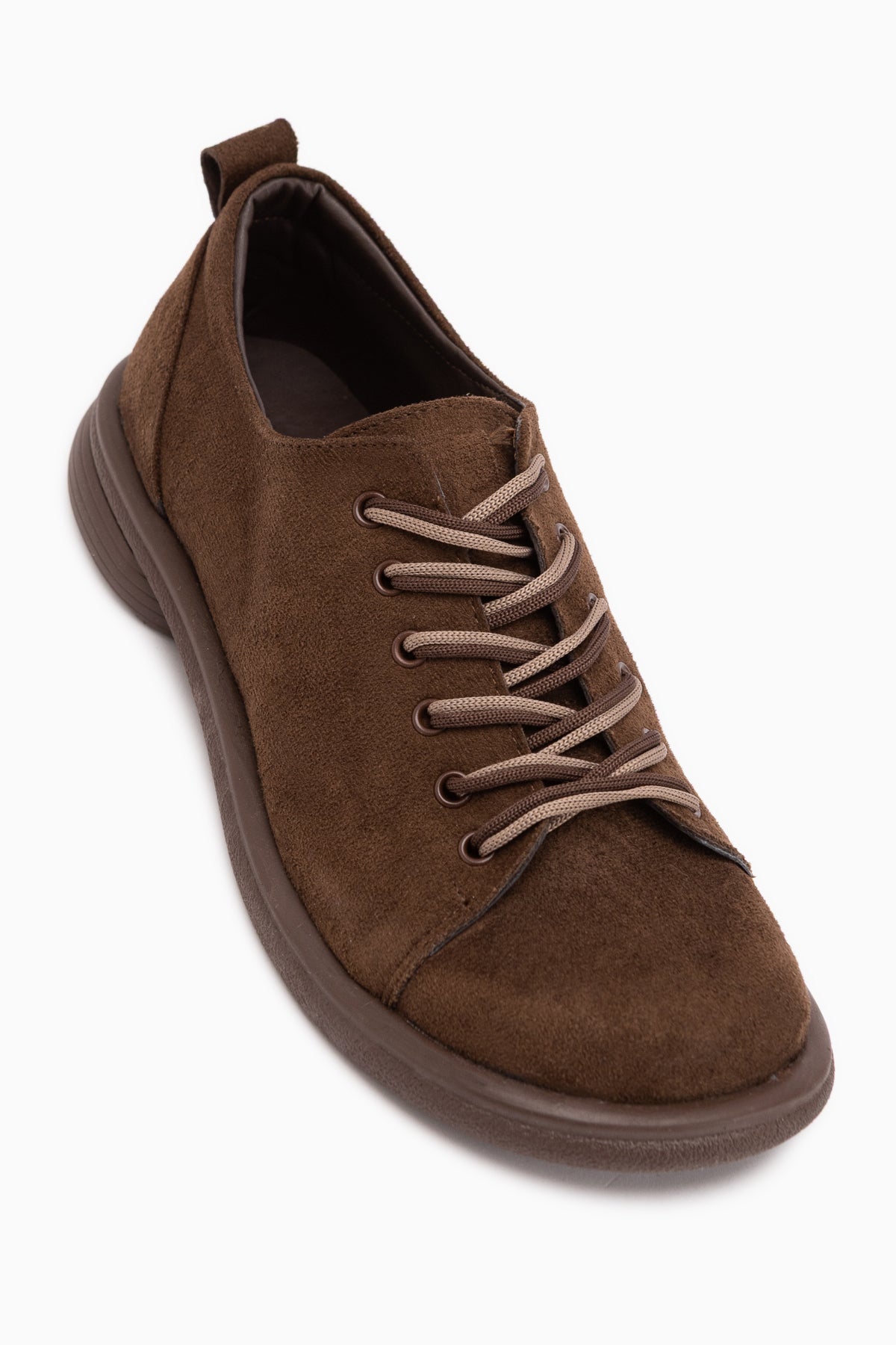 Estella Brown Suede Lace-Up Casual Women’s Shoes