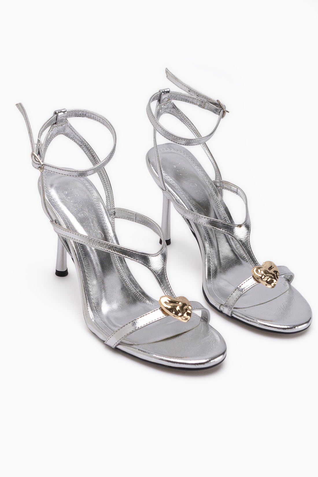 Sweta Silver Ankle Strap Buckled Women’s Heeled Shoes