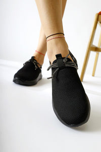 Morin Black Lace-up Sneaker with Gemstone Detail