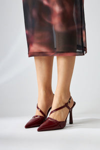 Marta Burgundy Patent Closed-Toe Women's High Heels