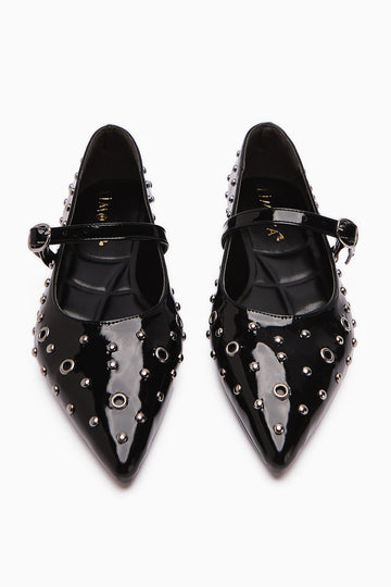 Ninna Black Patent Pointed Toe Women's Ballet Flat