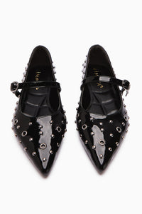 Ninna Black Patent Pointed Toe Women's Ballet Flat
