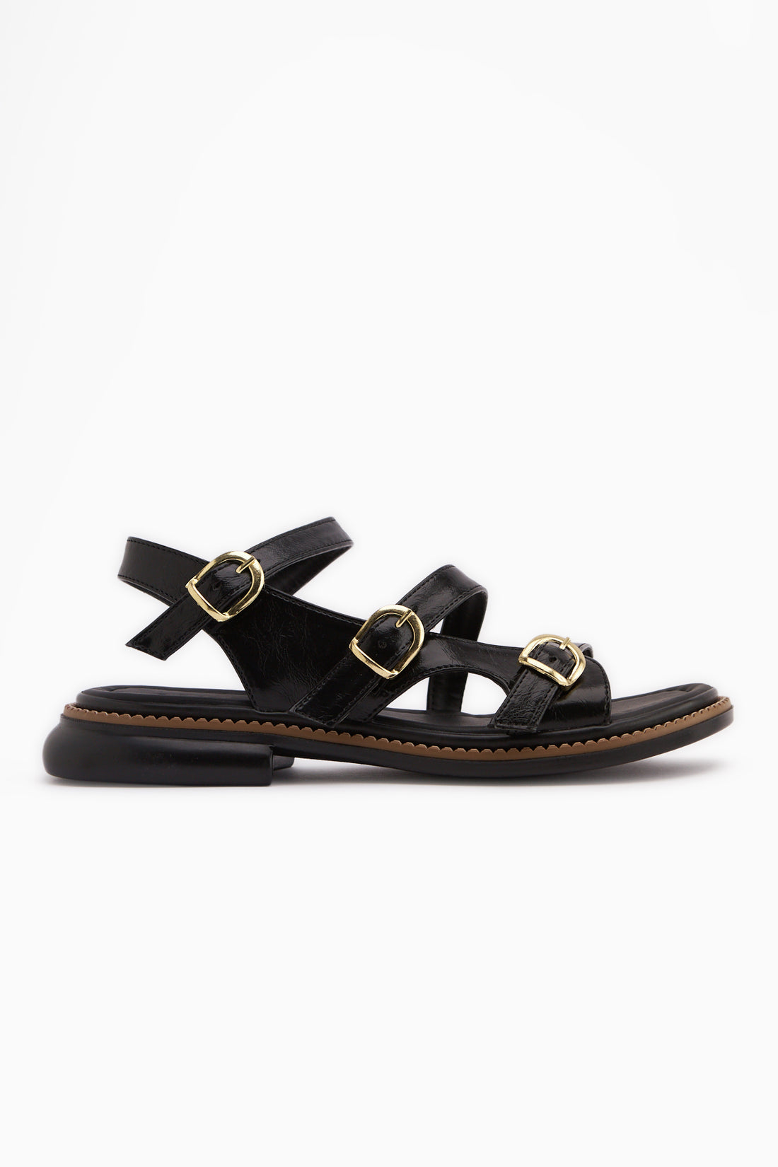 Myra Black Double Strap Women’s Sandal