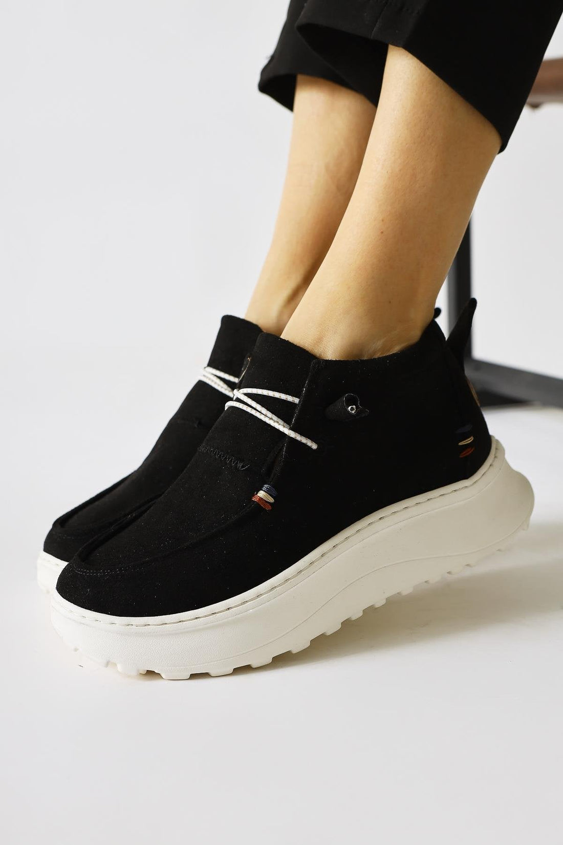 Stacey – Black Suede Lace-Up Casual Shoe (Women)