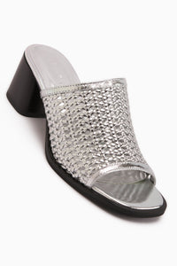 Luzia Genuine Leather Silver Handwoven Women’s Slippers