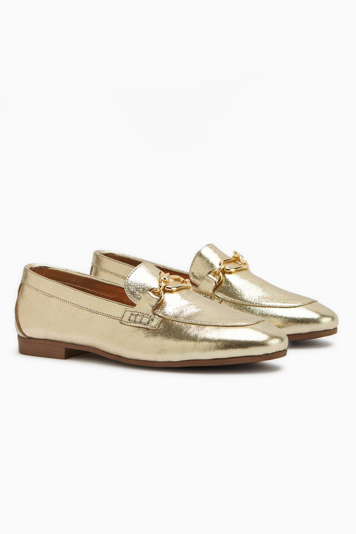 Alessa Genuine Leather Gold Buckle Women’s Loafer Daily Moccasin Shoes