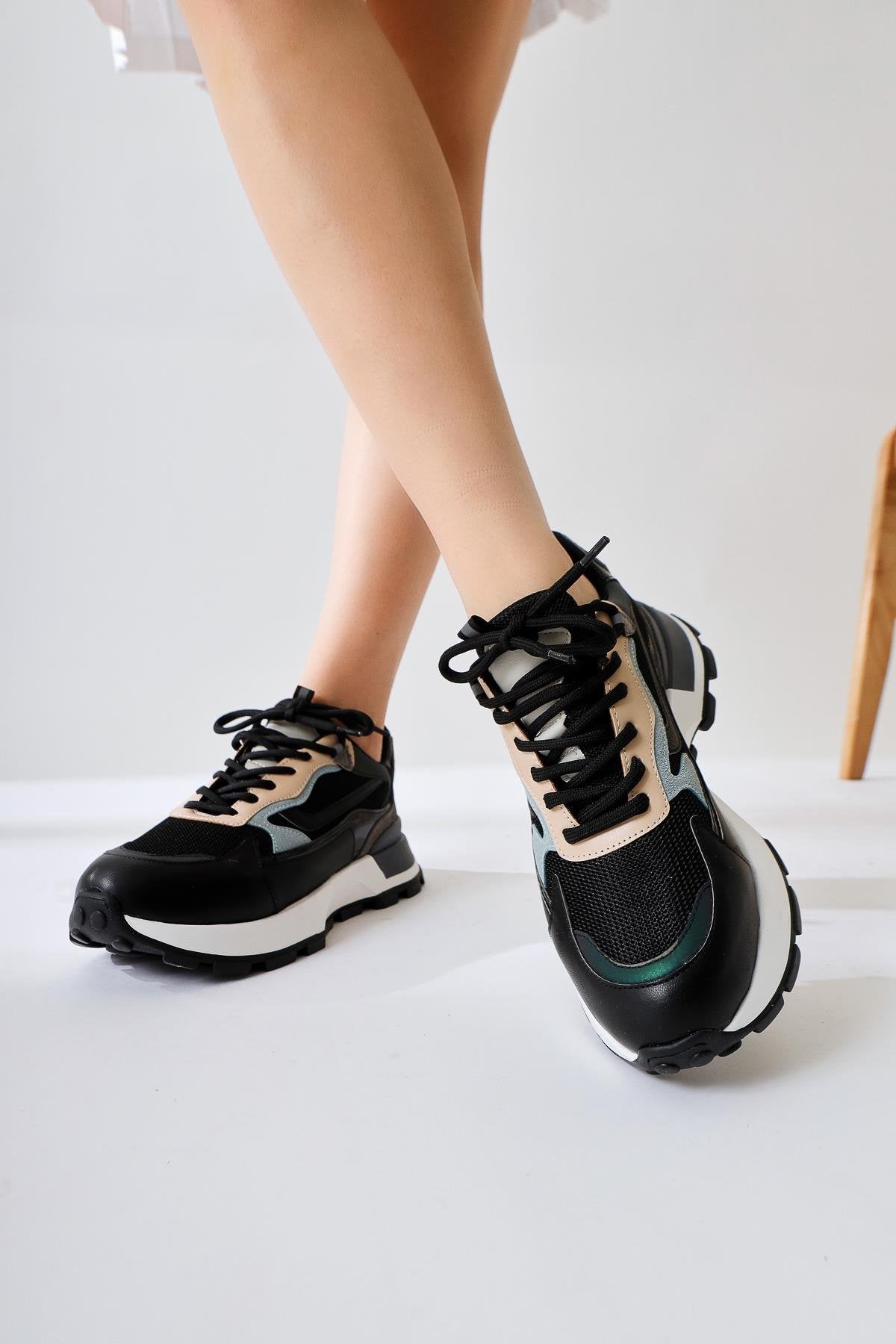 Shokat Black Suede High-Sole Lace-Up Sneakers
