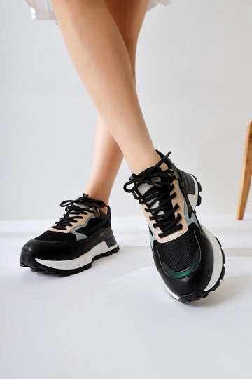 Shokat Black Suede High-Sole Lace-Up Sneakers