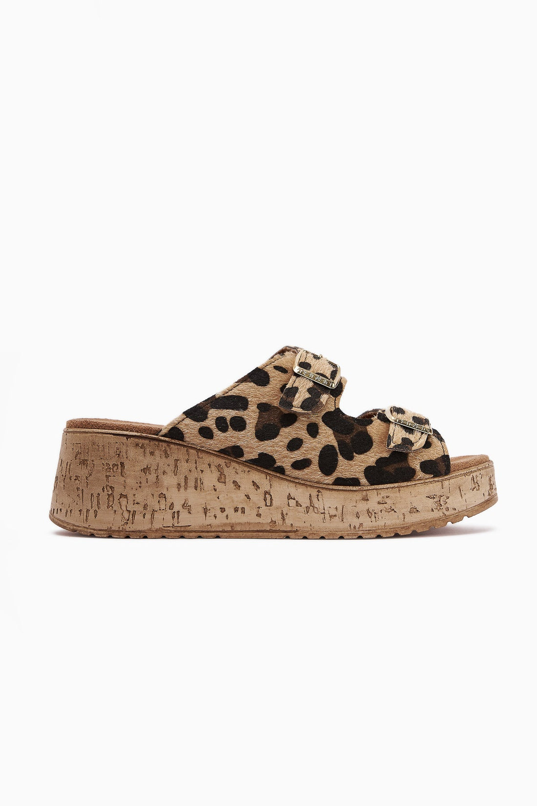 Samina Leopard Print Double Strap Chunky Heel Women's Slippers