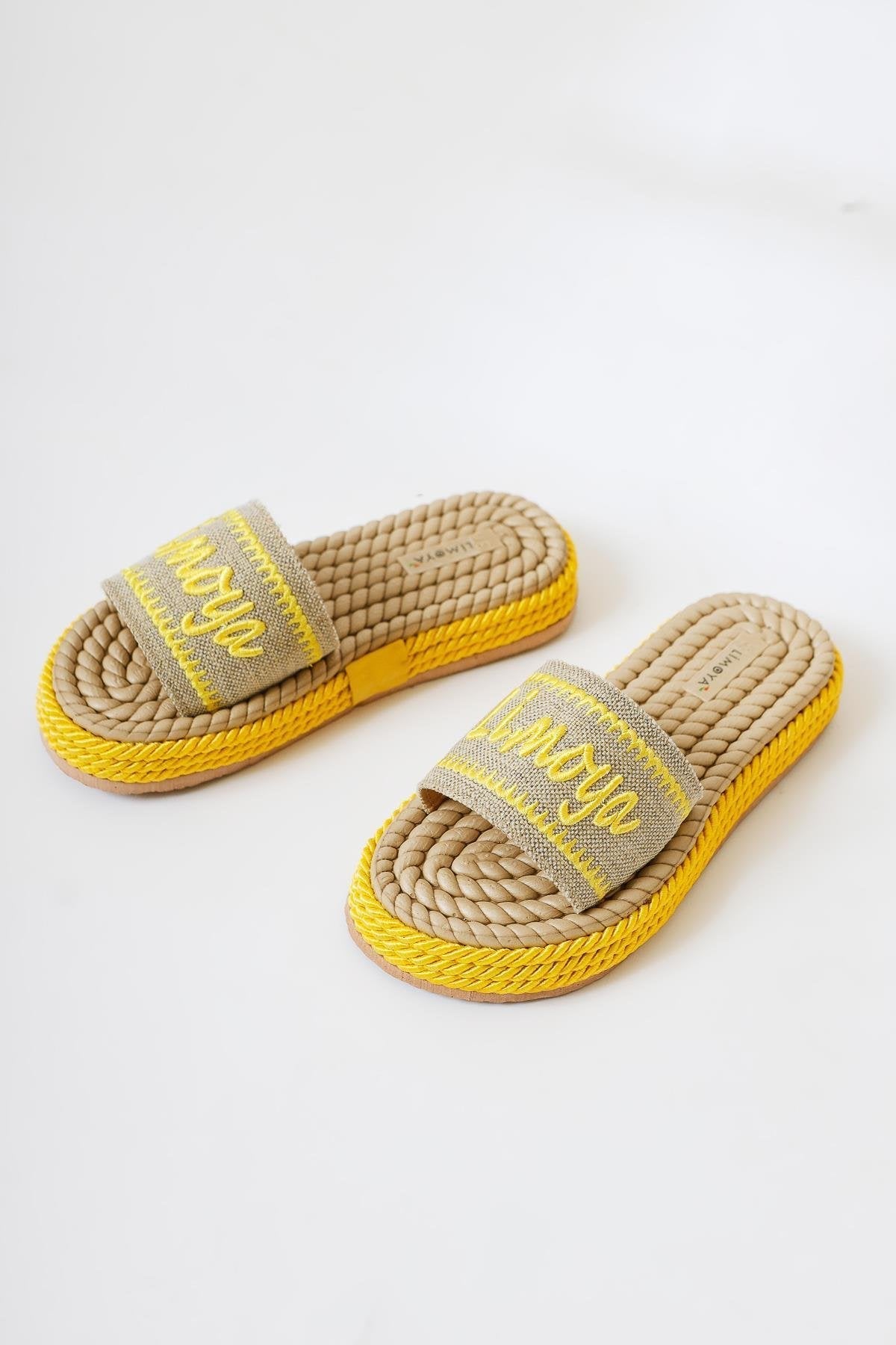 Vasana – Yellow Soft-Textured Thick-Sole Rope Slide (Women)