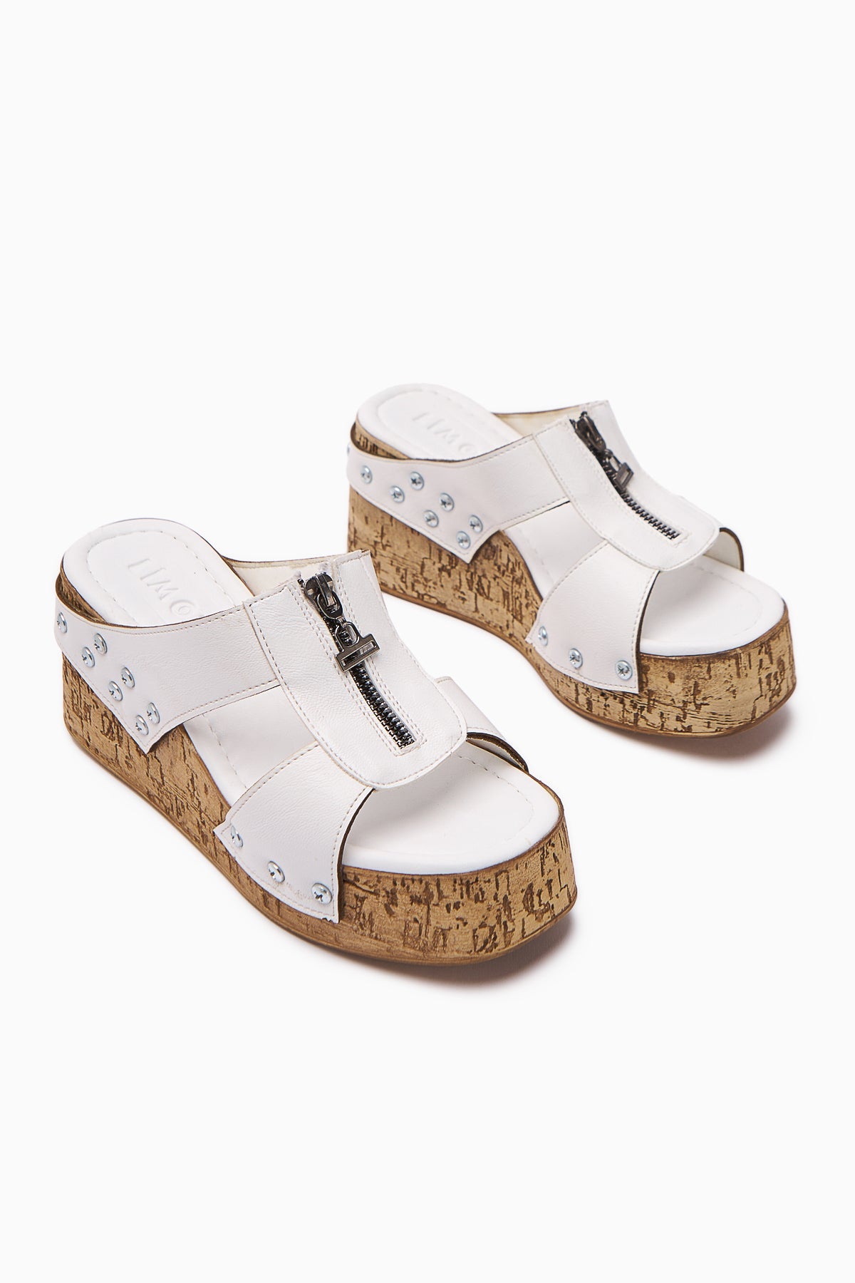 Goldis Women's White Slippers with Screw Detail