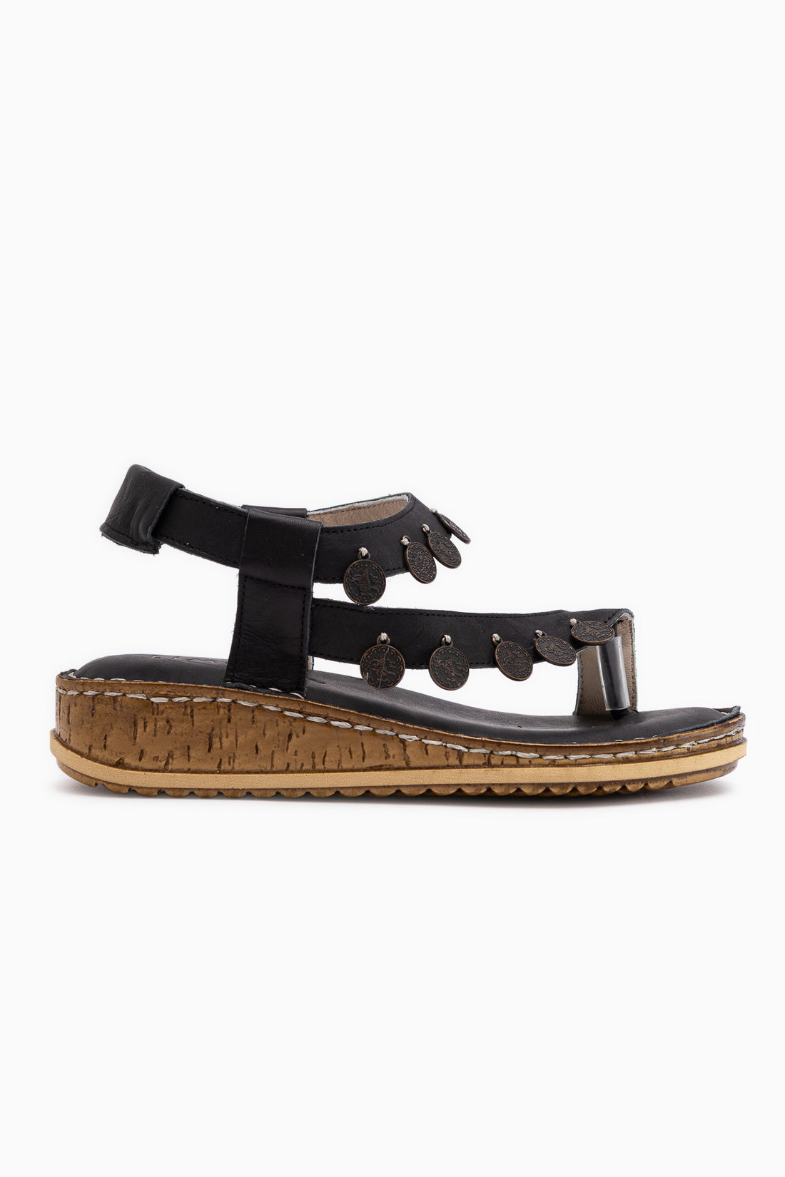 Genuine Leather Lilah Black Antique Detailed Women’s Sandal