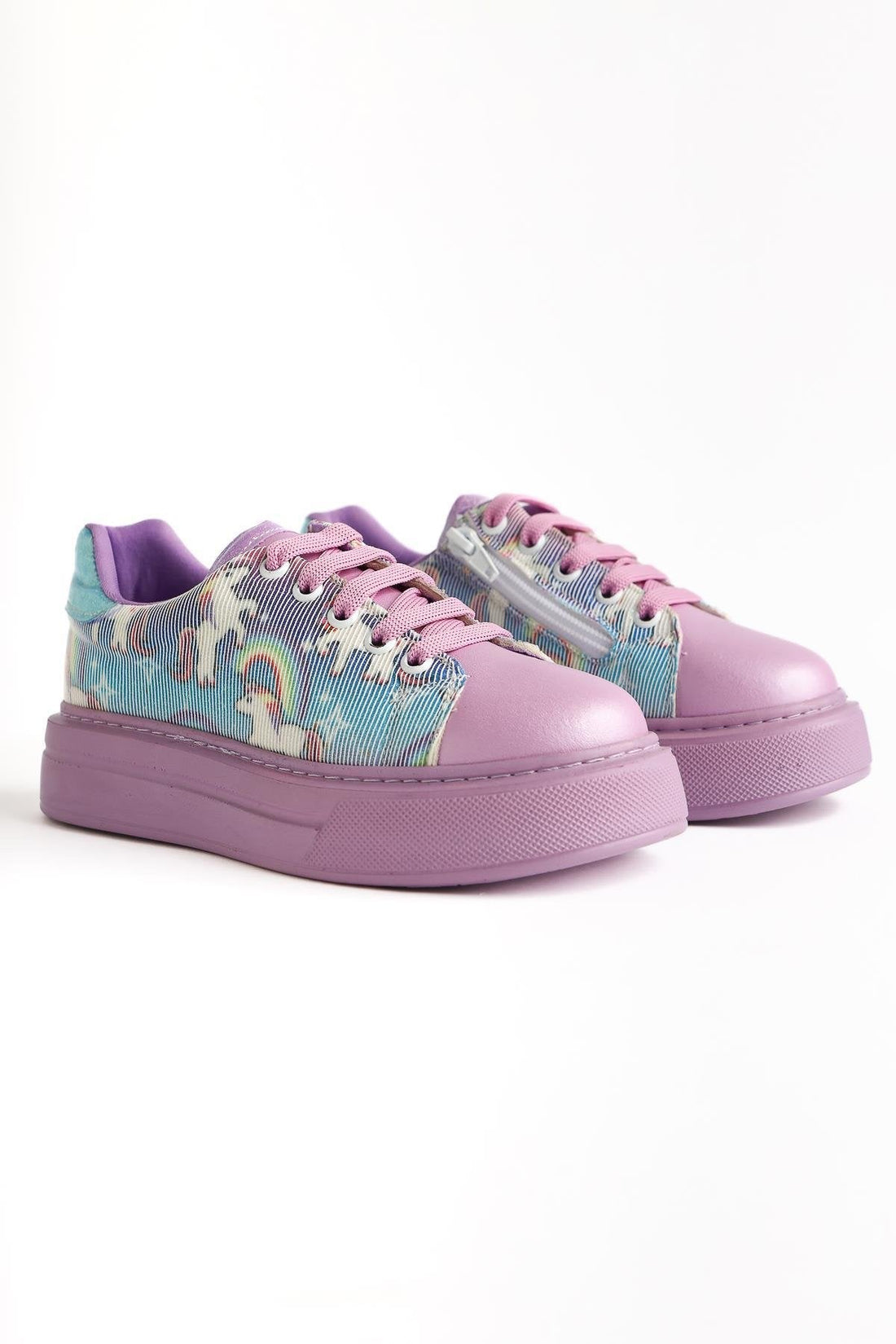 Gea Lilac Unicorn Print Kids' Athletic Shoes
