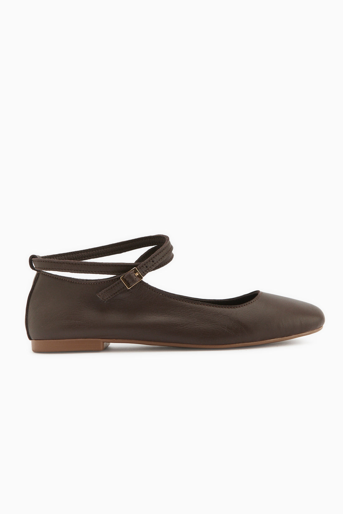 Genuine Leather Ameli Brown Cross Strap Women’s Ballet Flats