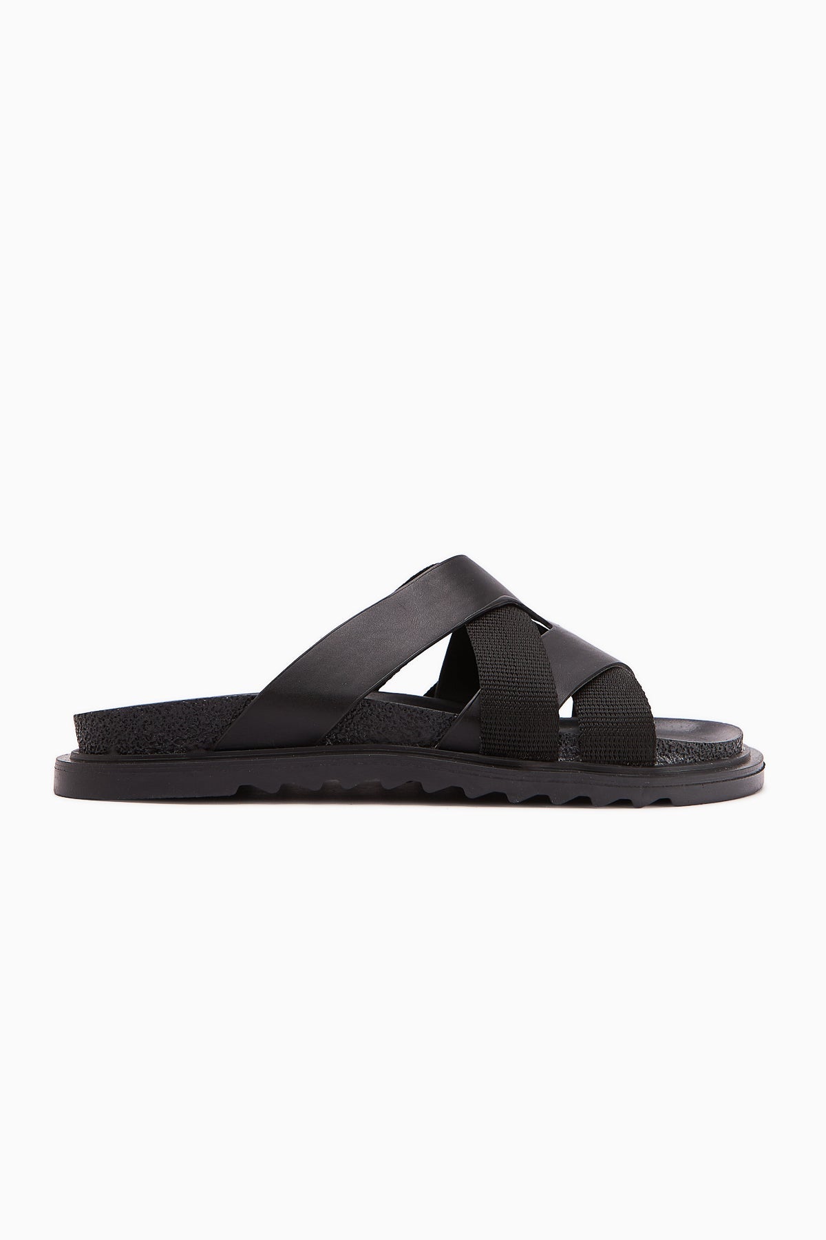Rumi Black Cross-Strap Women's Slippers