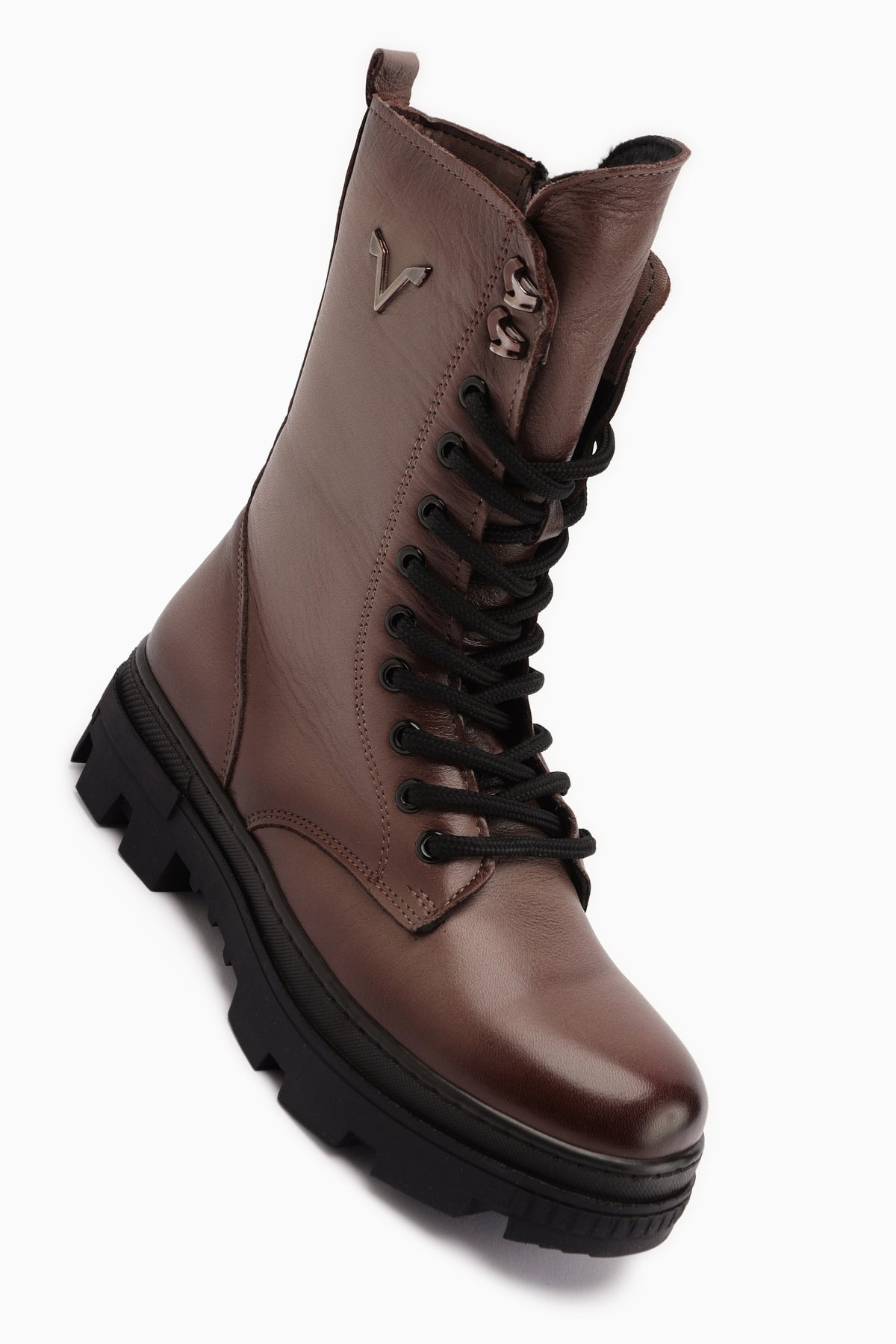 Sanela Genuine Leather – Taupe Combat Boot (Women)