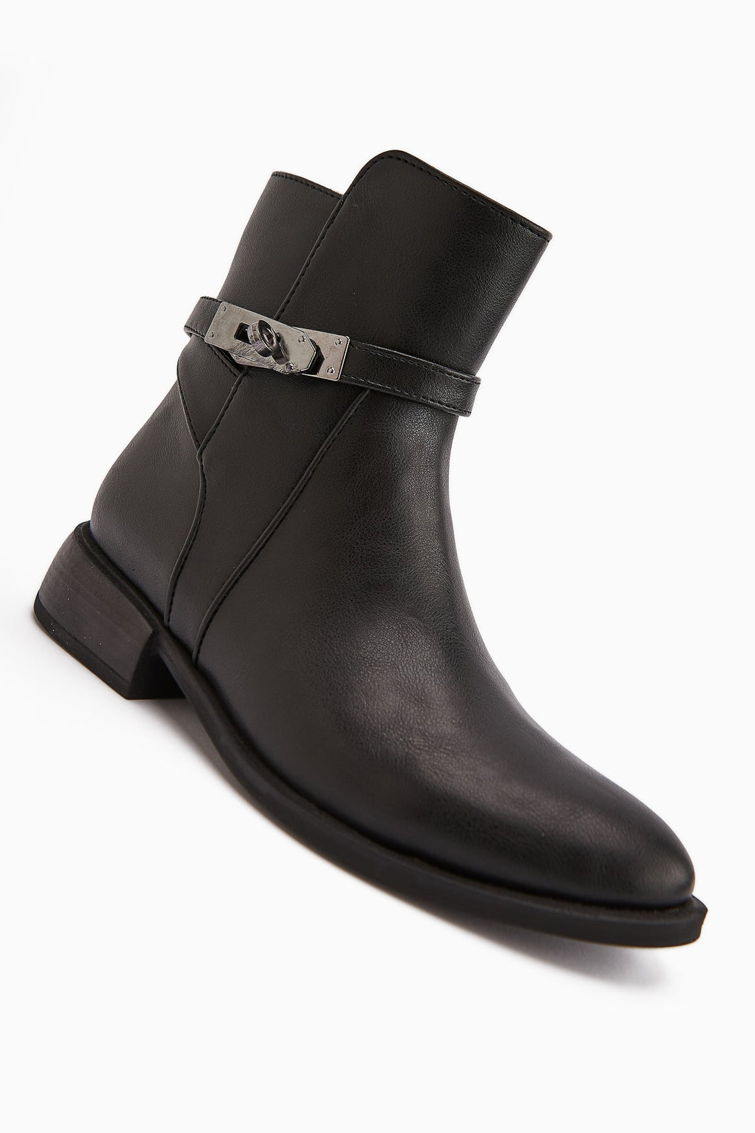 Tinna – Black Buckle-Detail Boot (Women)