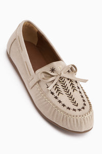 Darya Beige Suede Embroidered Women’s Loafer