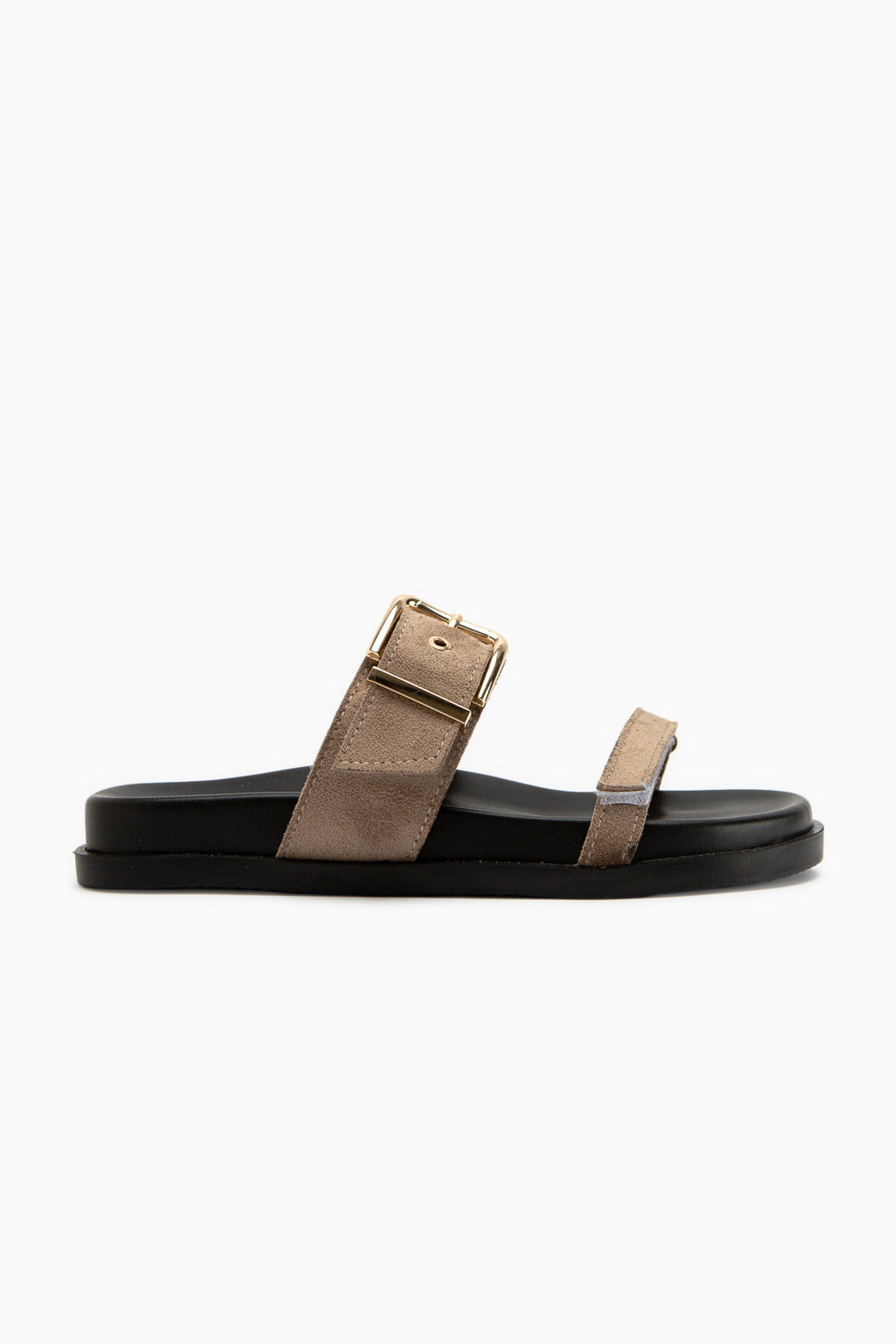 Anelia Beige Suede Buckled Women’s Slippers