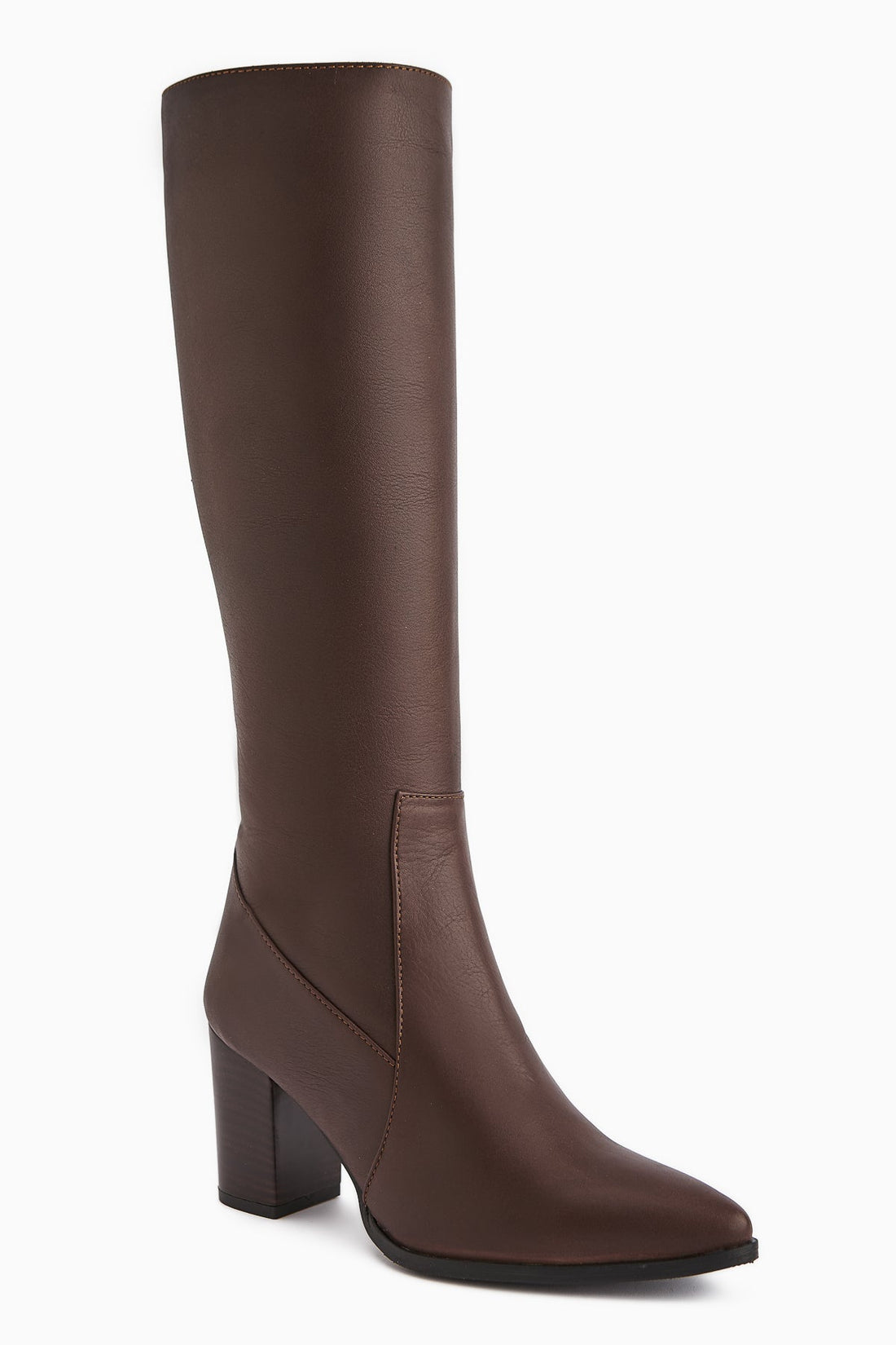 Vilda – Genuine Leather Brown Pointed-Toe Knee-High Boot (Women)