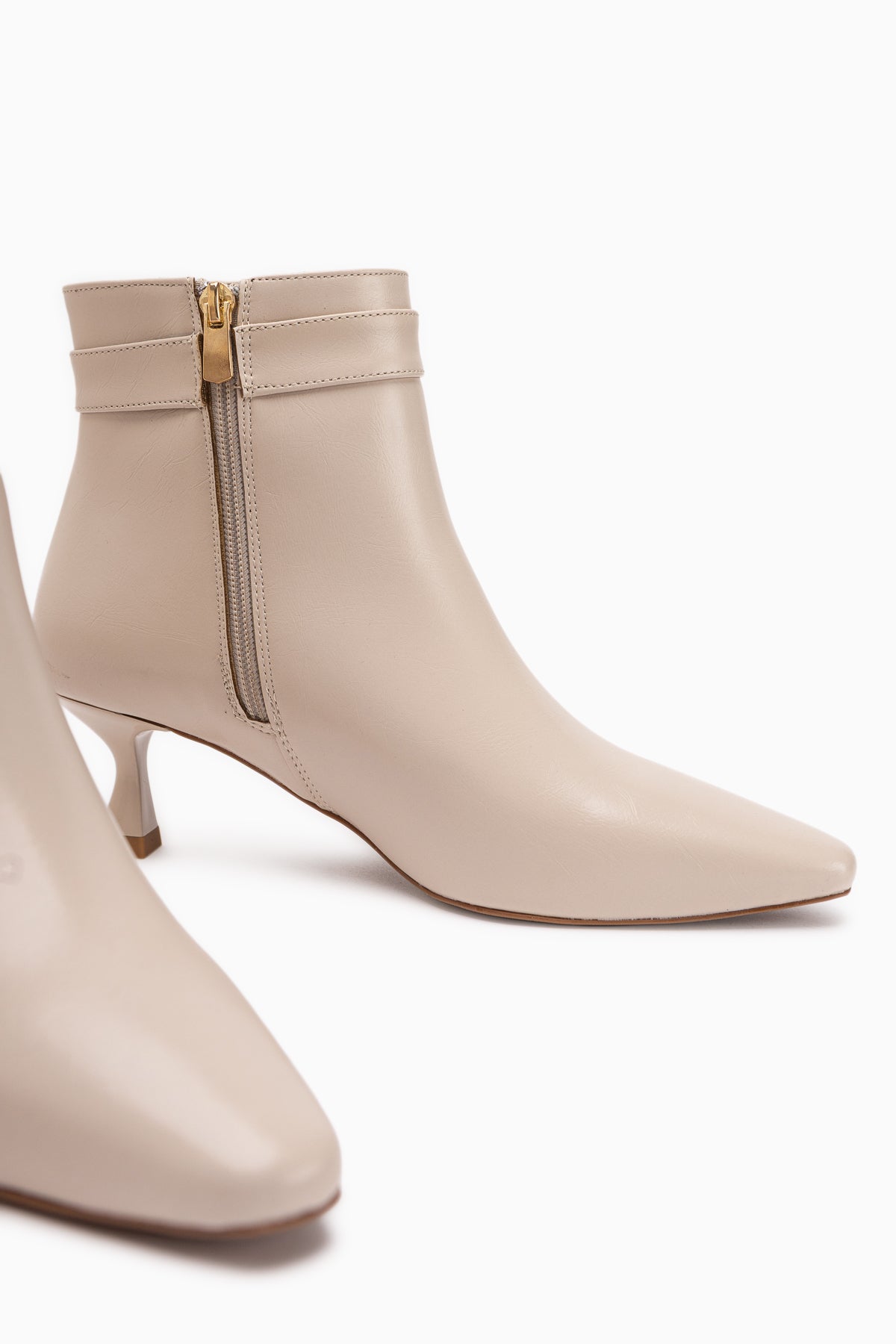 Kathie Beige Buckle Detailed Women’s Boots