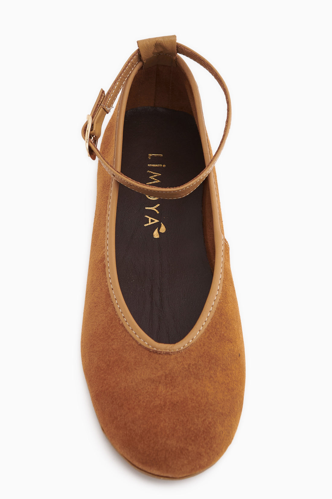 Genuine Leather Camel Suede Belted Women’s Ballet Flats