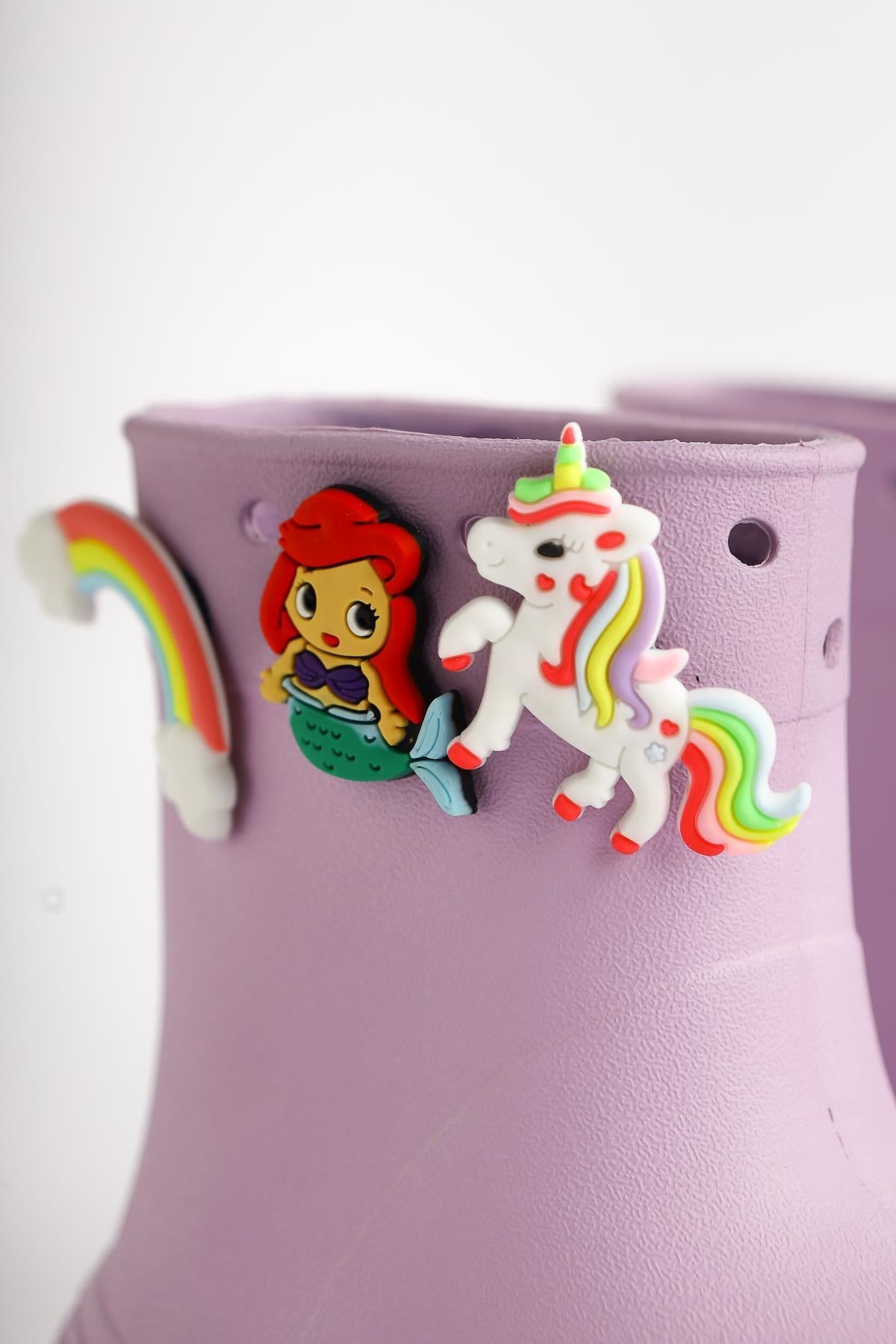 Chris Lilac Pin Detail Waterproof Kids Boot