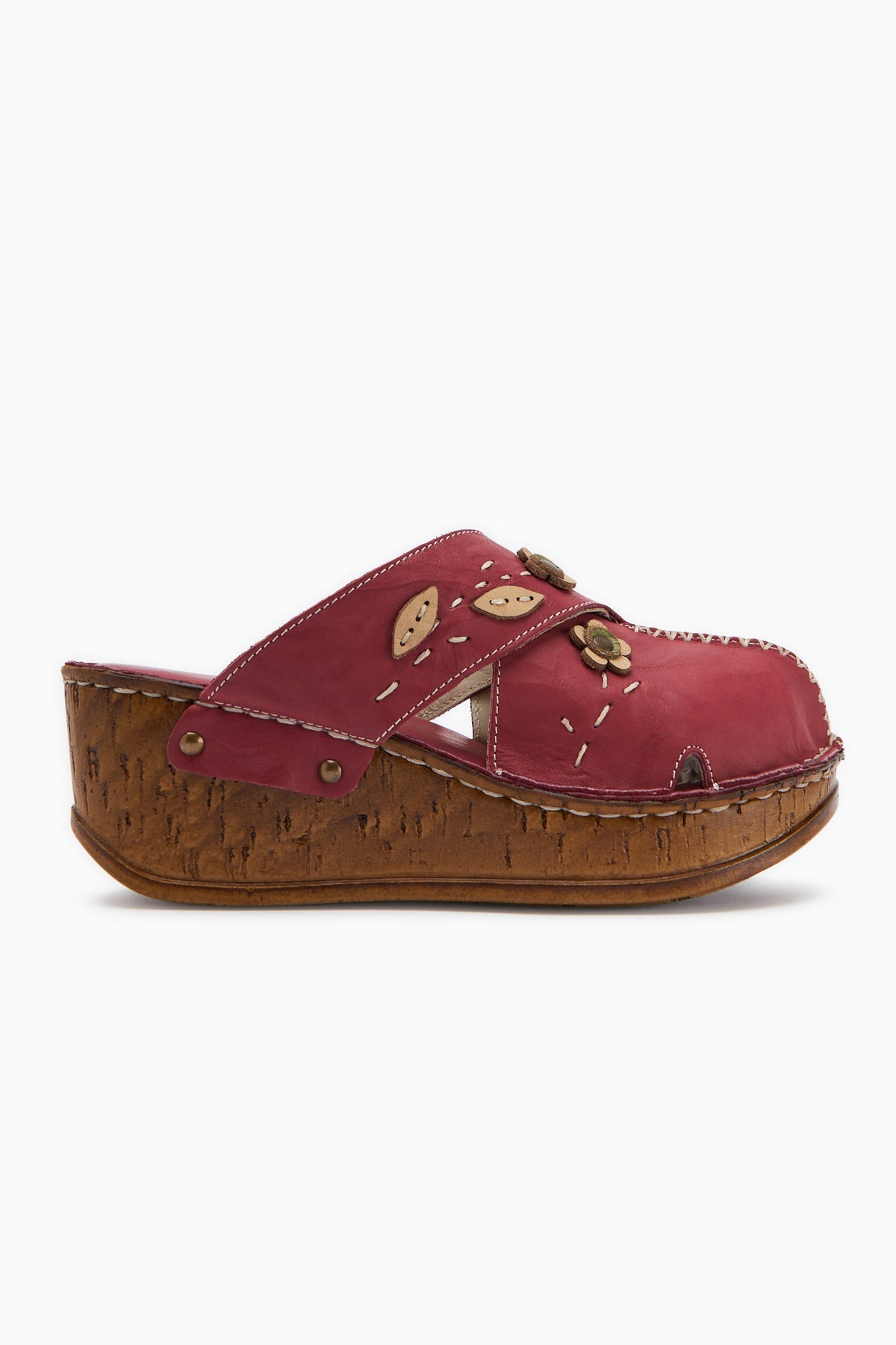 Alto Genuine Leather Burgundy Comfort Slippers with Distressed Sole