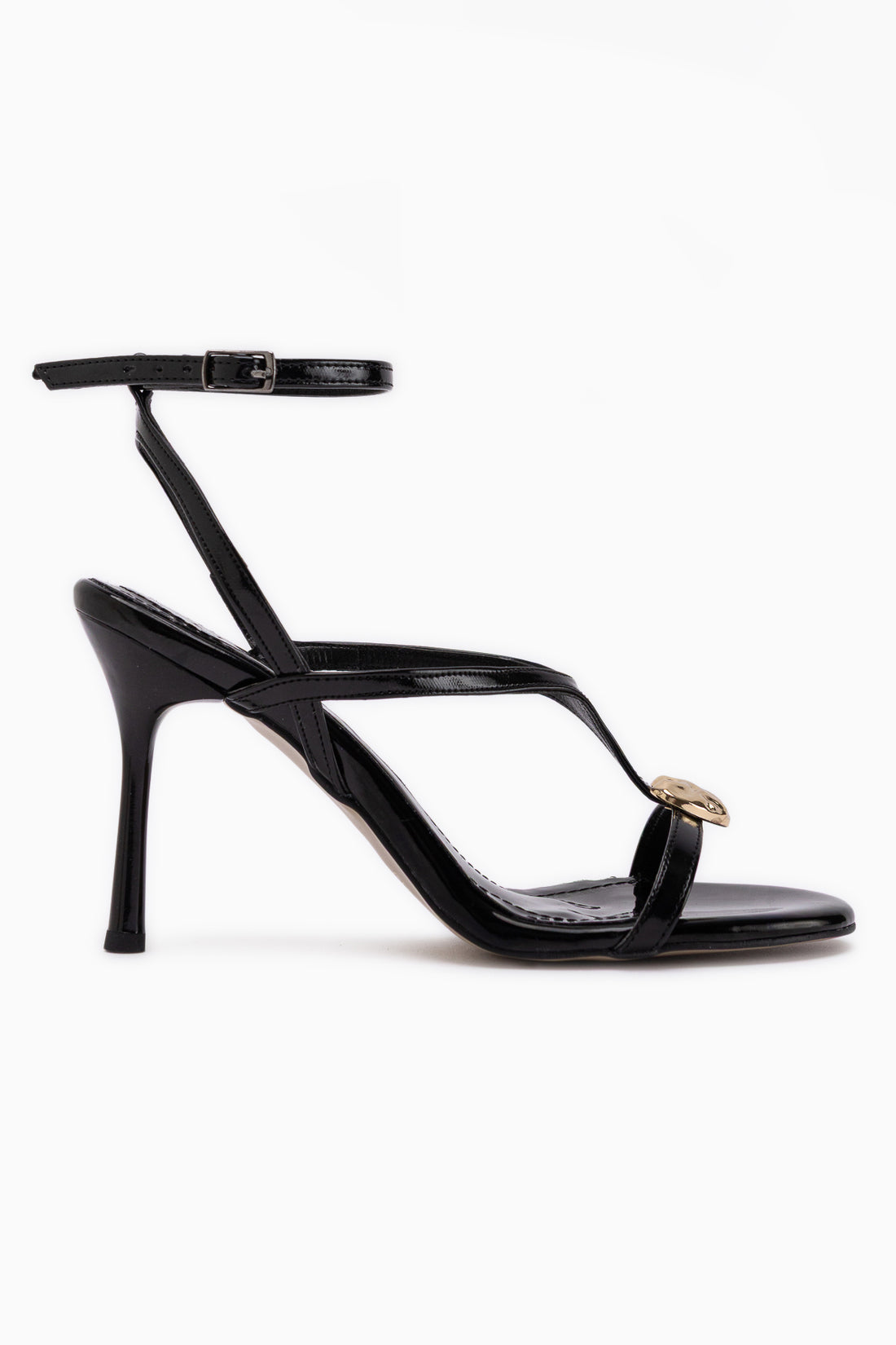 Sweta Black Ankle Strap Buckled Women’s Heeled Shoes