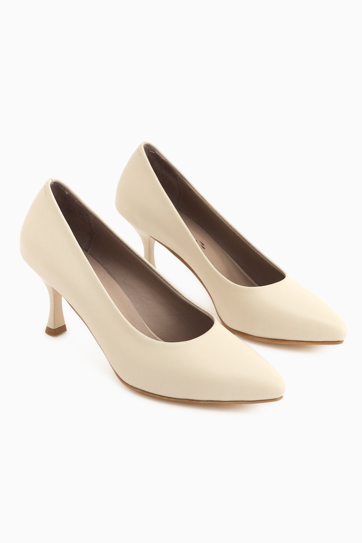 Kiara Genuine Leather Beige Women’s Heeled Shoes Stiletto