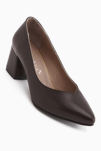 Ferida Genuine Leather Brown Thick Heeled Women’s Shoes