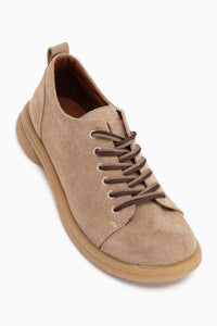 Estella Beige Suede Lace-Up Casual Women’s Shoes