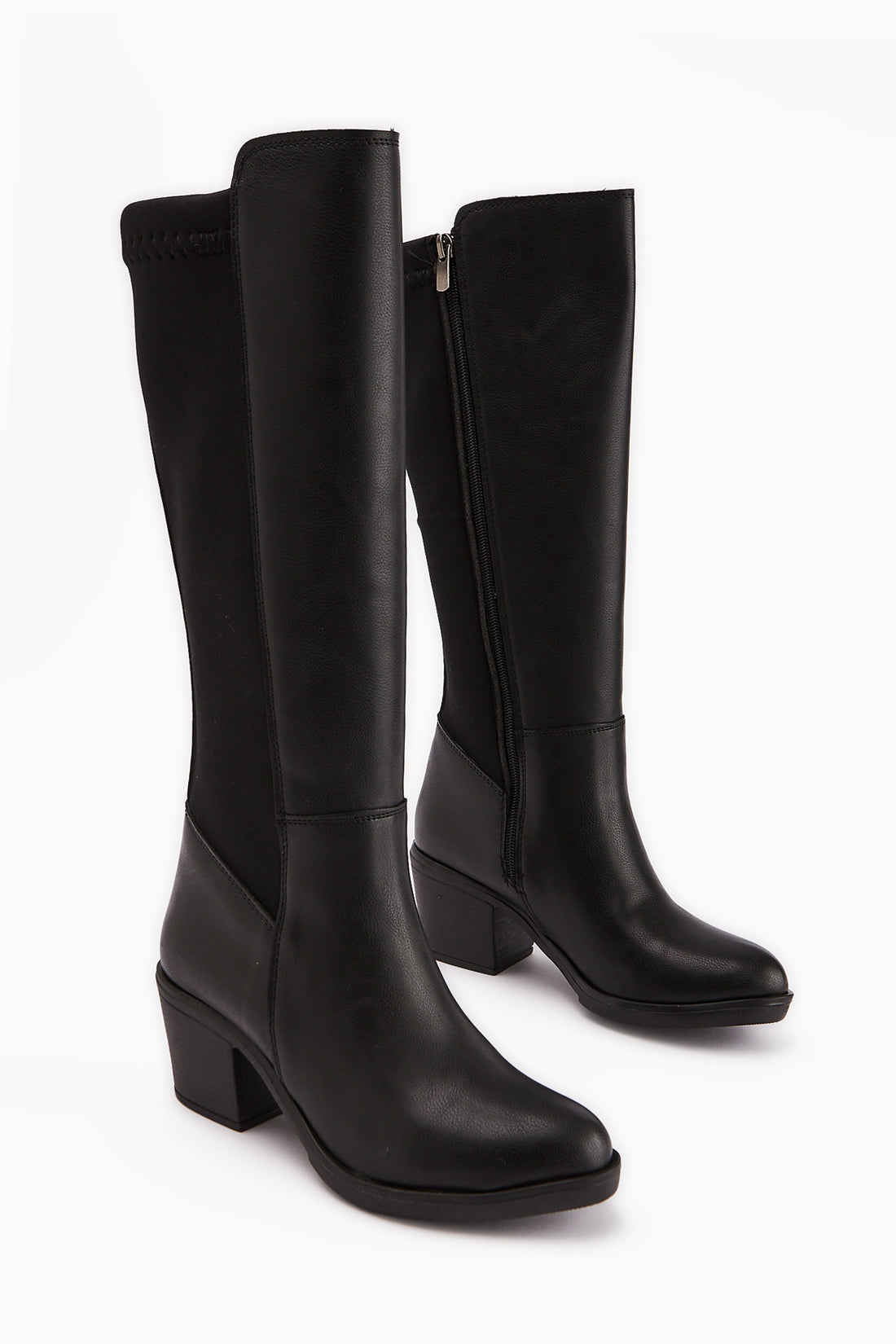 Sesen Black Stretch Fabric Detailed Women’s Boots