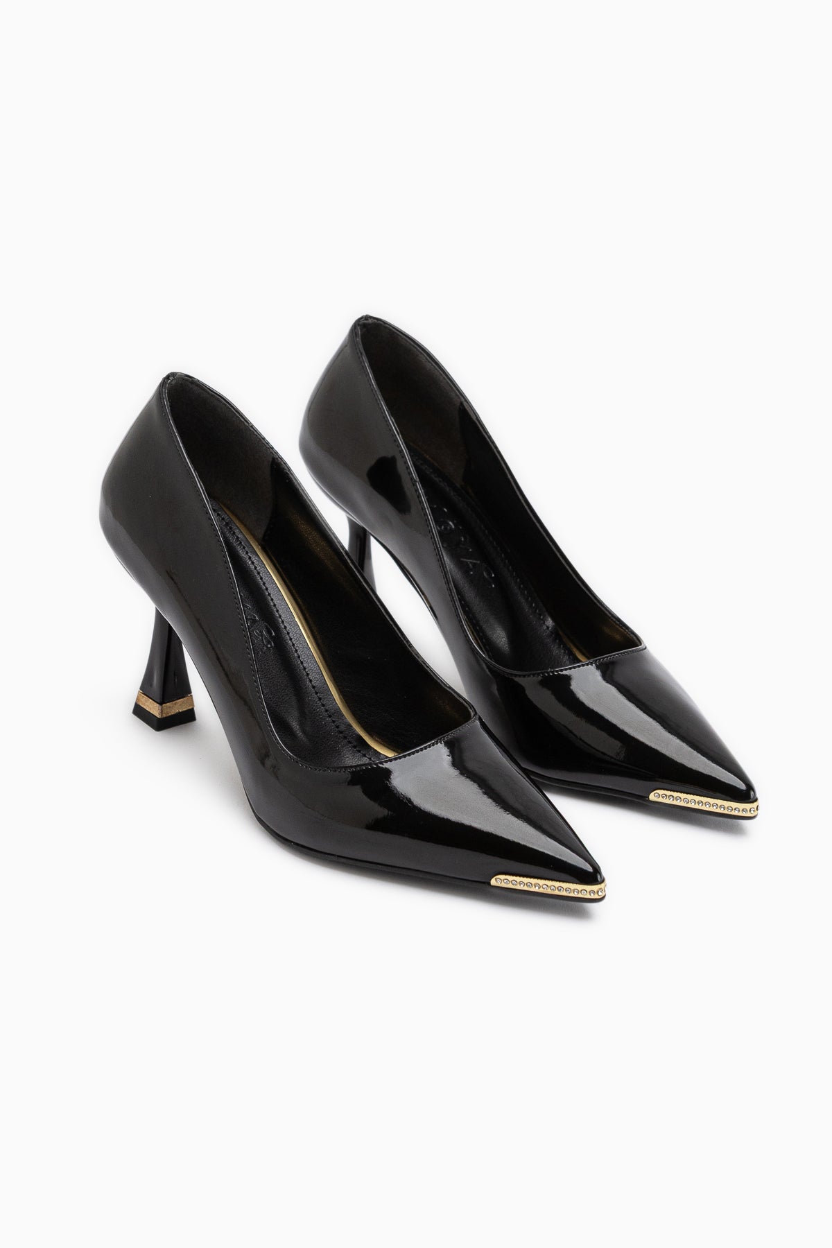 Sydney Black Patent Stone Detailed Women’s Heeled Shoes
