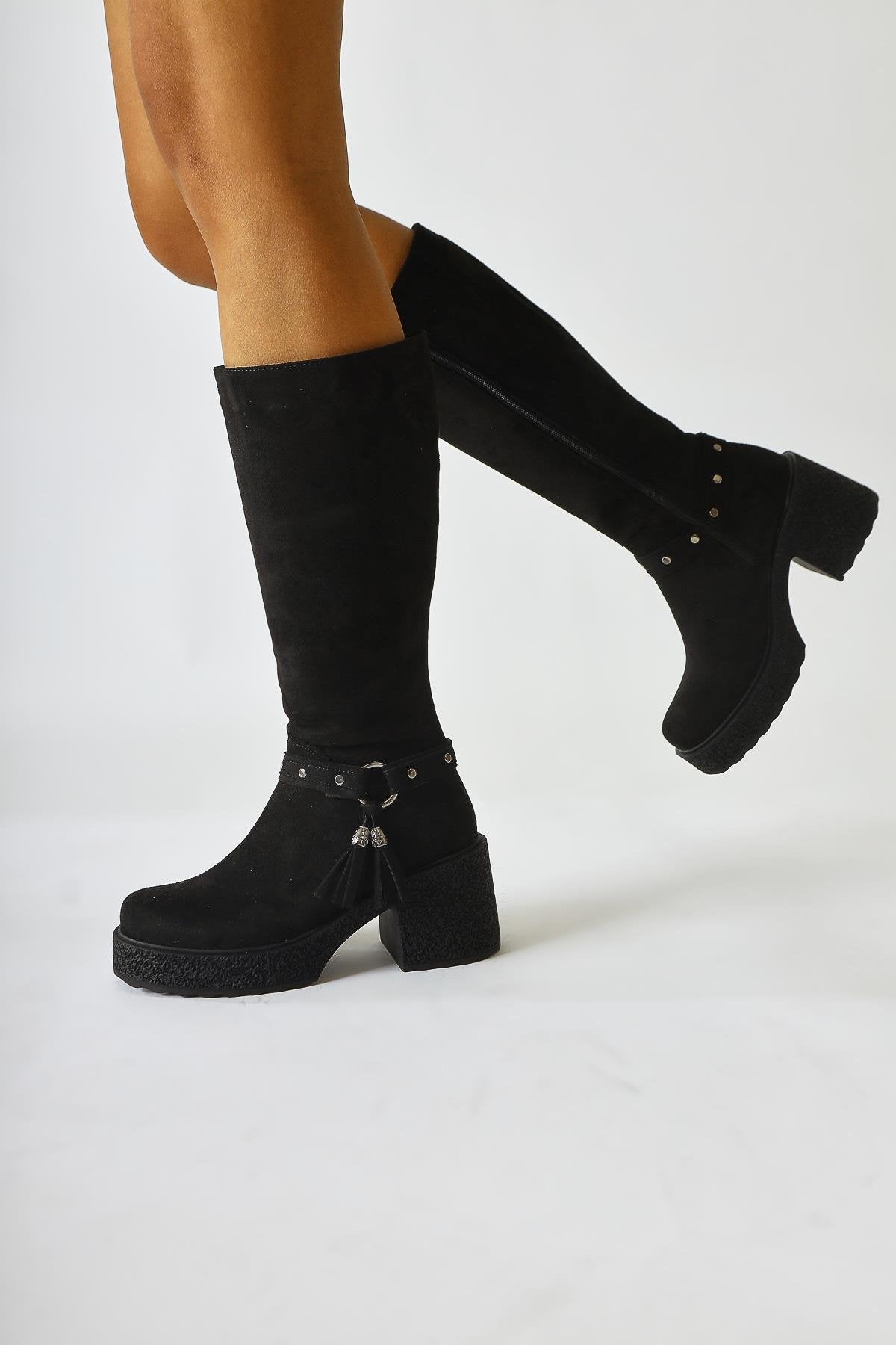 Kenzie Black Suede Ankle Detail Boot