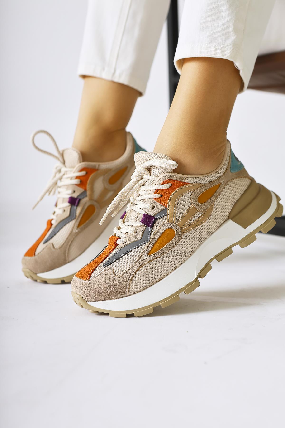 Bisera Nude Knit-Suede Athletic Shoes