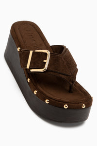 Arla Coffee Suede Buckle Detailed Women’s Wedge Sandal